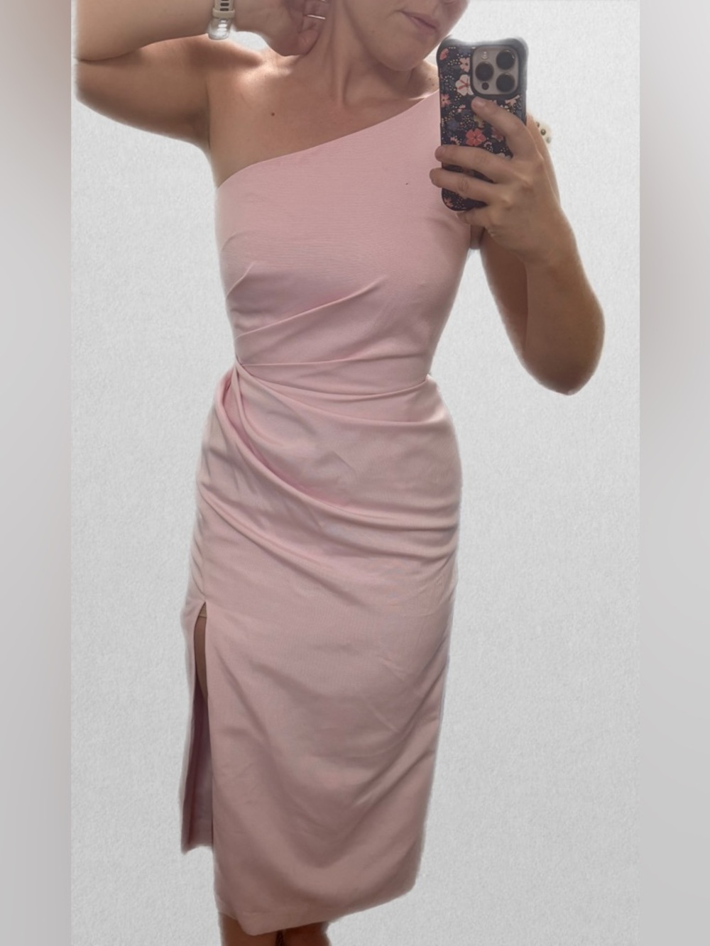 Jenny Yoo One-Shoulder Dusty Rose Satin Gown
